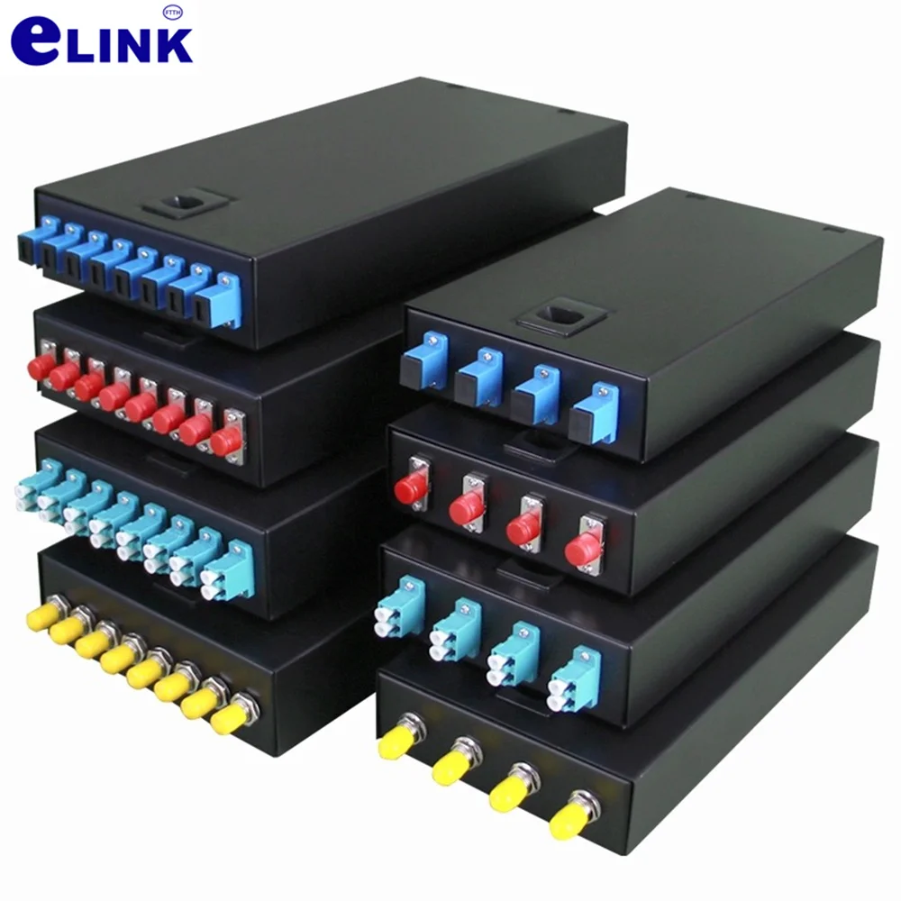 Caja de terminales de fibra óptica, caja vacía gruesa de 2/4/6/8 puertos LC SC FC ST, coletas de caja de fusión multimodo monomodo totalmente equipadas