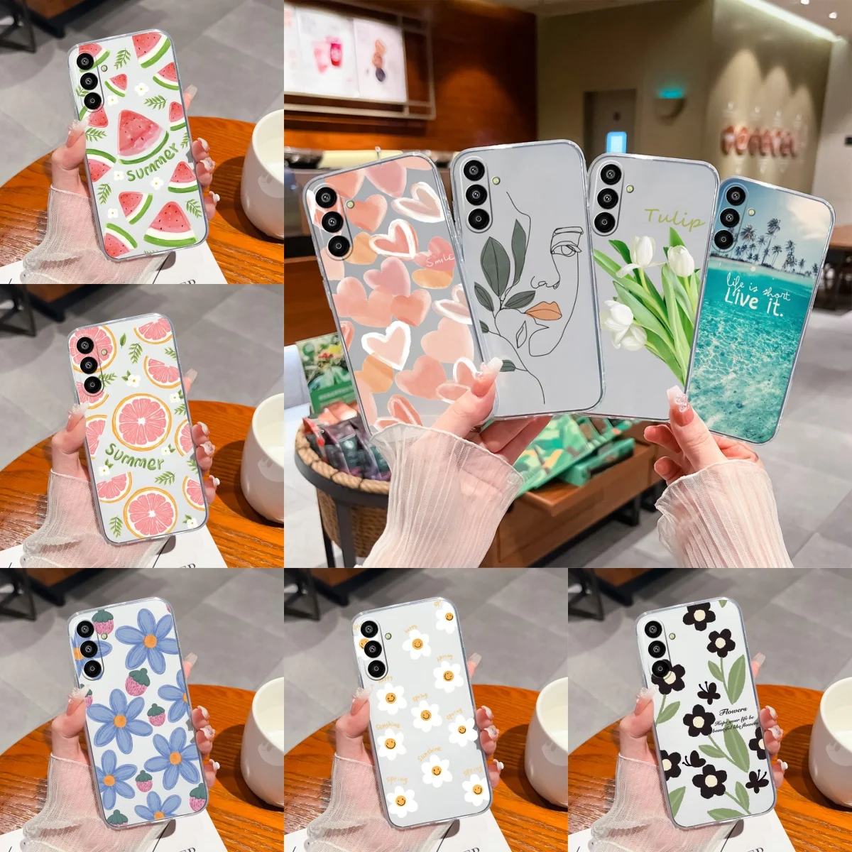 Fundas para Samsung Galaxy F15 M15 5G transparente simplicidad patrón de flores Funda de silicona suave para SamsungGalaxyF15 M 15 5G Funda