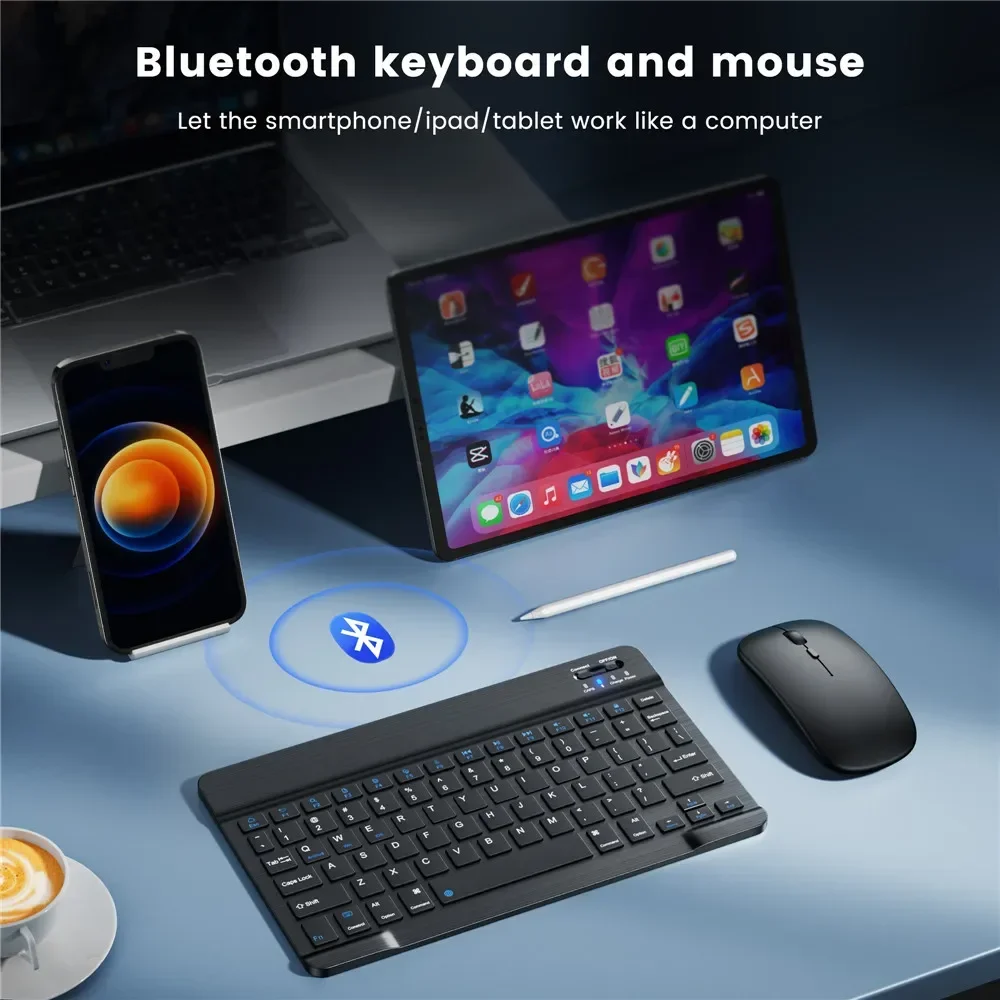 Teclado inalámbrico Bluetooth de 10 pulgadas para tableta ipad teclado inglés y ratón Mini Kit de teclado para ipad Pro 12 9 Air 4 S6 Lite - imagen 2