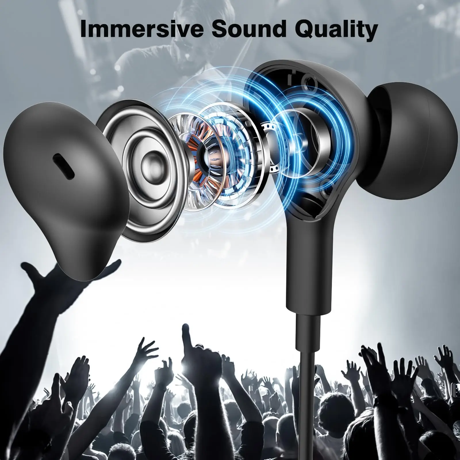 Auriculares intrauditivos con sonido envolvente, audífonos HiFi con cancelación de ruido y micrófono, con cable para música, para Samsung Galaxy S24, S23, S22 Ultra - imagen 3