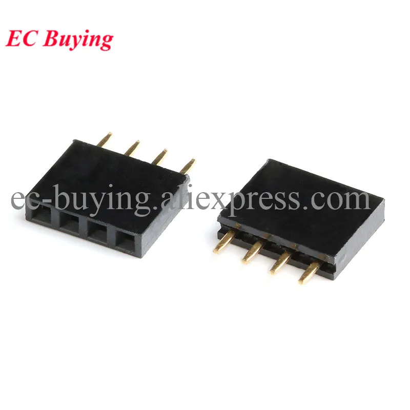 100/10 Uds. Conector de cabezal hembra de una sola fila de 4 pines paso 2,54mm 1x4P 1*4 pines - imagen 2