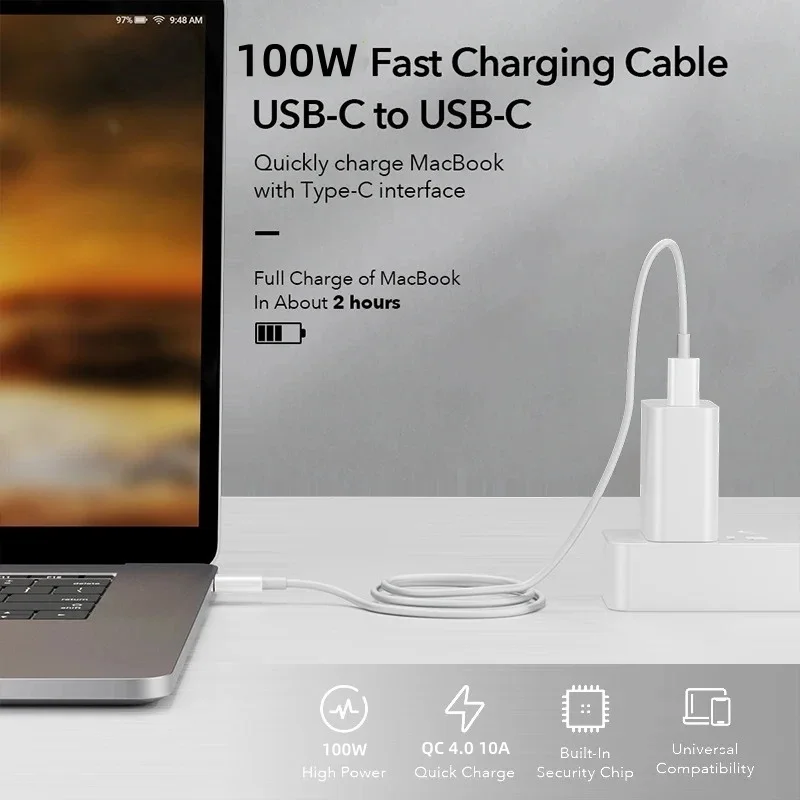 Cable Original xiao mi PD 10A100W USB C a USB tipo C Cable de datos de carga rápida para Huawei Samsung Xiaomi Macbook iPad línea de datos - imagen 3