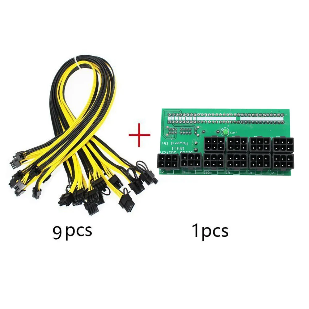 Ethereum ETH ZEC fuente de alimentación de servidor de minería, adaptador de corriente de Cables de 6 pines a 6 + 2 pines, 12V, GPU/PSU, placa de ruptura, 18awg, PCI-E - imagen 3