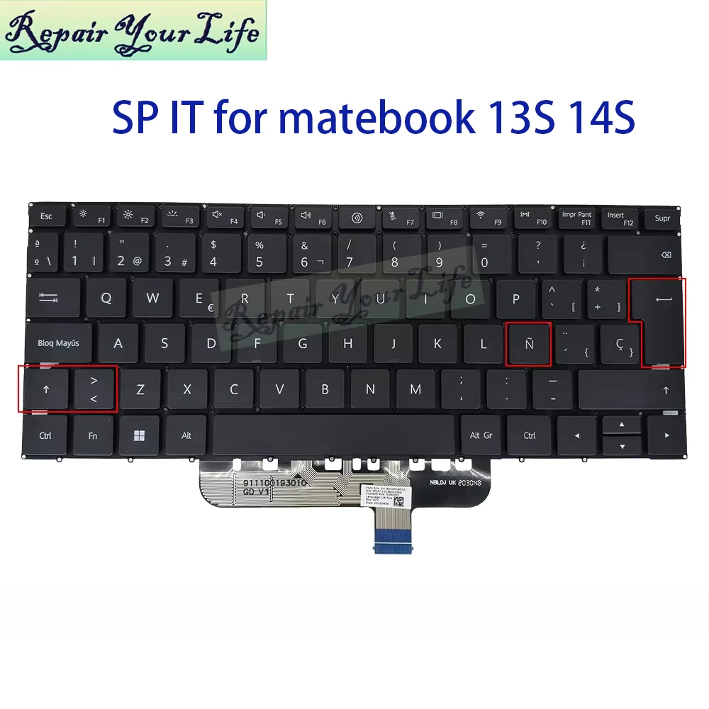 Italiano ES retroiluminación del teclado español para Huawei MateBook 14s HKF-X HKF-16 HKF-W76 HKD-W56, teclados para portátiles 13s EMD-W76 W56