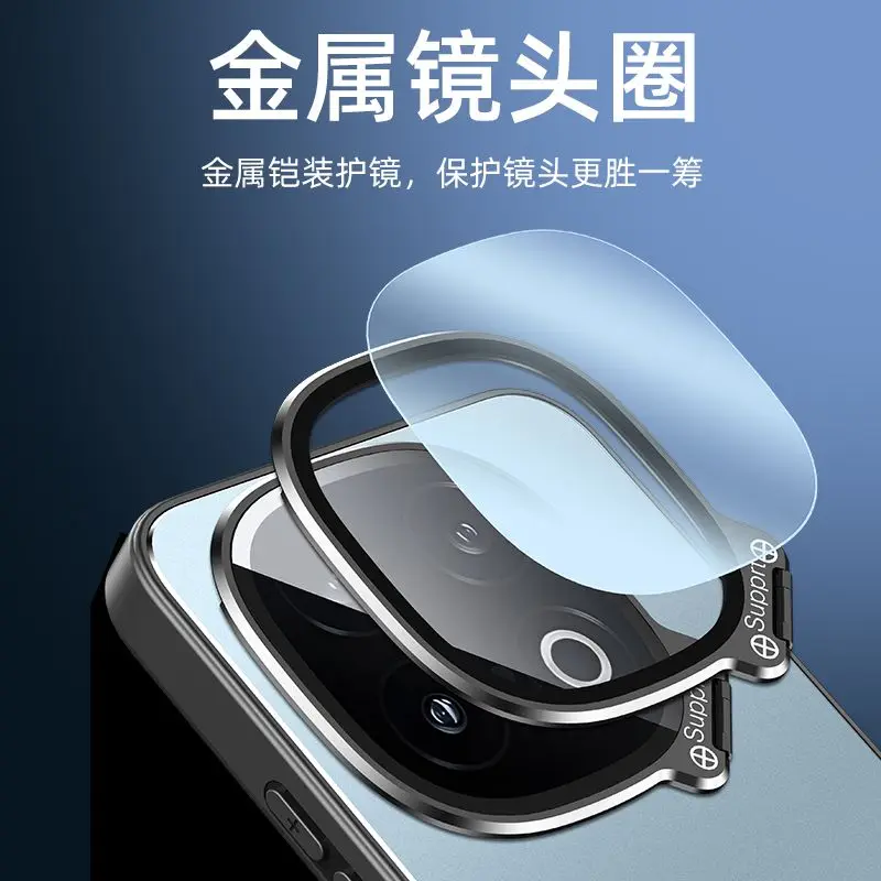 Para VIVO IQOO 13 Funda de lujo mate soporte de lente cubierta para IQOO 13 hoja de hierro magnética parachoques a prueba de golpes IQOO13 Funda - imagen 3