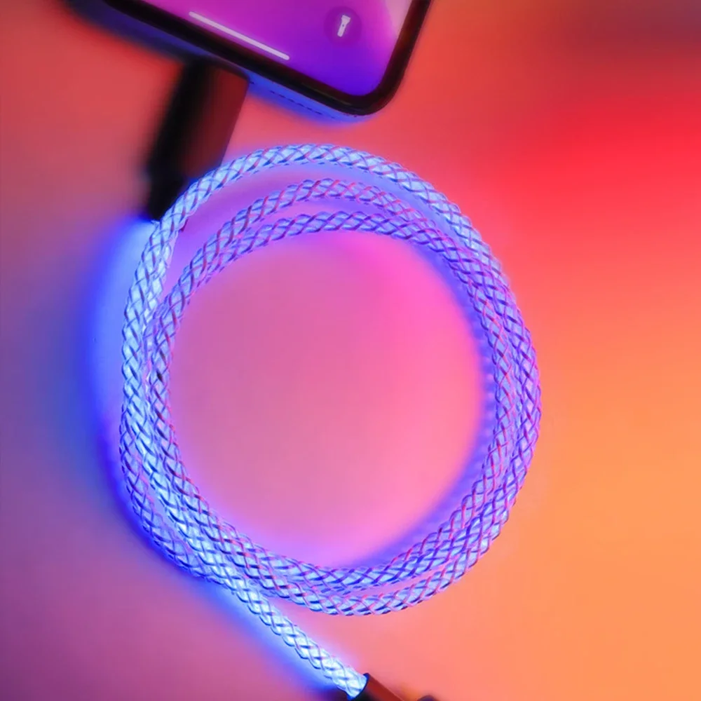 Cable de datos de carga Flash de 66W Cable de datos de Color mágico RGB compatible con USB Lightning, USB tipo C, Cable de datos Micro USB de 1 punto 3 - imagen 5