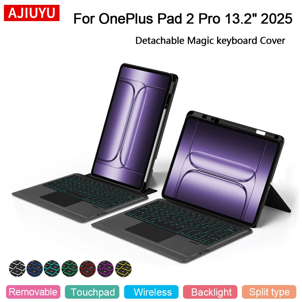 AJIUYU teclado táctil para OnePlus Pad2 PRO 2025 funda OnePlus Pad 2 Pro 13,2 pulgadas OPD2413 cubierta de teclado mágico desmontable - imagen 2