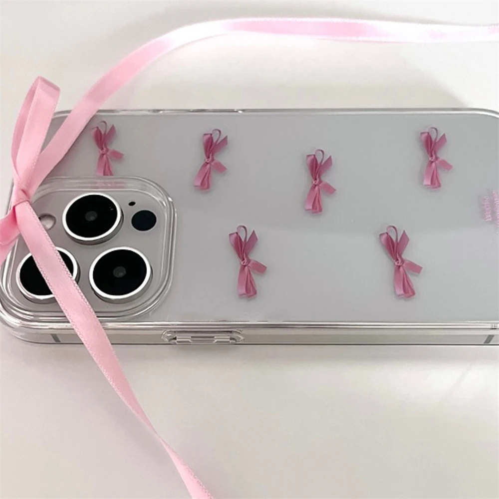Funda transparente con bonito lazo rosa coreano para Samsung A73 A72 A71 A55 A52 A51 A50 A35 A33 A32 A31 A30 A24 A23 A22 A13 A12 A05 5G - imagen 4