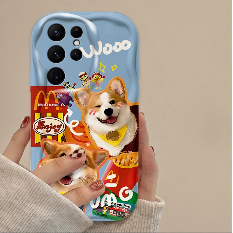 Precioso gato perro 3D onda funda para Samsung Galaxy S24 Ultra S23 S22 Plus S21 S20 FE A25 A55 A35 A15 A16 A05 A05S A06 funda de silicona - imagen 3