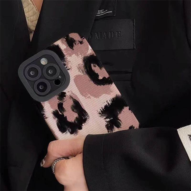 Funda Vintage con estampado de beso de amor y leopardo para iPhone 17 Air 13 12 11 14 15 Pro Max Mini 16 Plus, funda completa de silicona suave a prueba de golpes - imagen 3