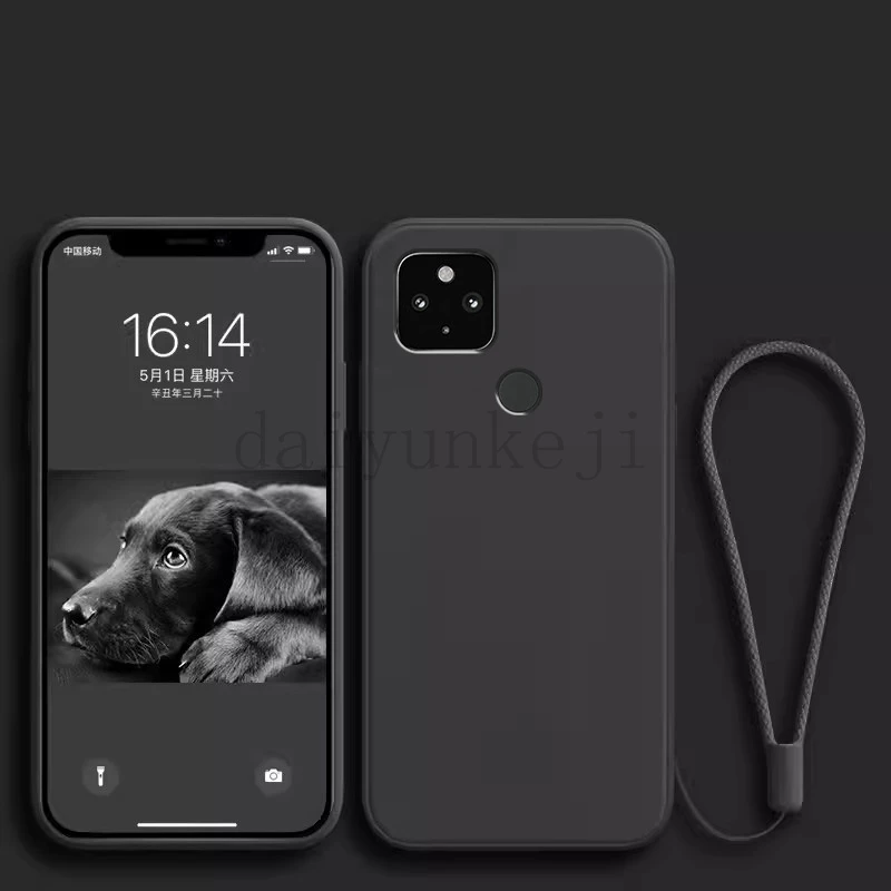 Funda de silicona líquida para Google Pixel 5 4 3 Pixel 5A 4A 3A XL 4G 5G, Funda protectora suave con cordón - imagen 5