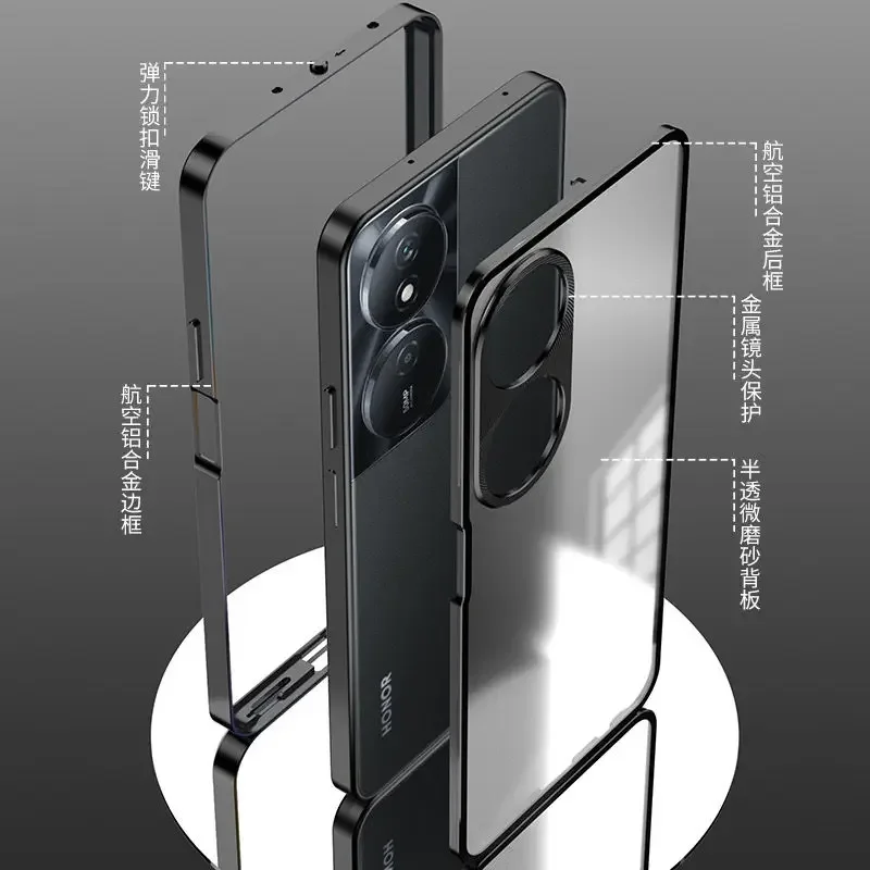 Para Huawei Honor X7B 5G Funda marco de Metal Snap acrílico contraportada para Honor 90 Smart magnético a prueba de golpes Funda - imagen 5
