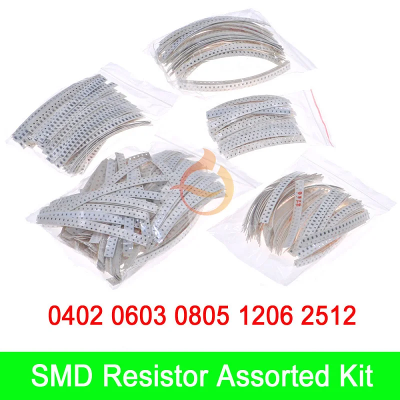 0402 0603 0805 1206 2512 5% Kit surtido de resistencias fijas de chip SMD 0 ohm-10M Paquete de muestras