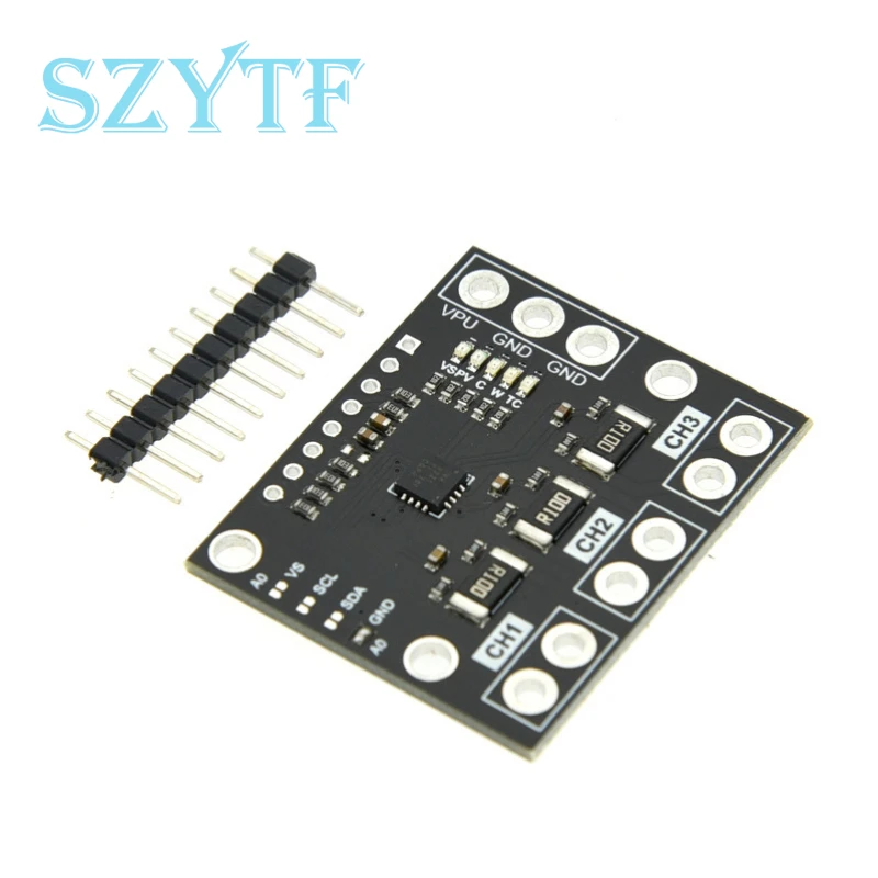 Módulo de placa de Sensor de Monitor de voltaje de fuente de alimentación de corriente de derivación de Triple canal I2C SMBUS INA3221, reemplaza INA219 con pines - imagen 2