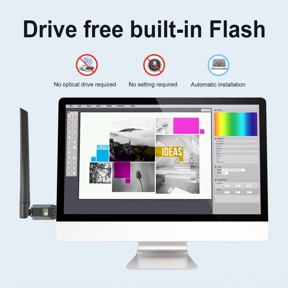 Adaptador USB WiFi de 600Mbps, antena Dongle de banda Dual de 2,4G/5Ghz, receptor de tarjeta de red Ethernet, 802.11a/b/g/n/ac para PC - imagen 2