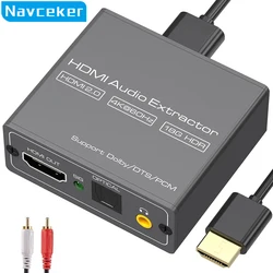 Navceker Convertidor HDMI 4K Salida Audio 3,5mm SPDIF/TOSLINK