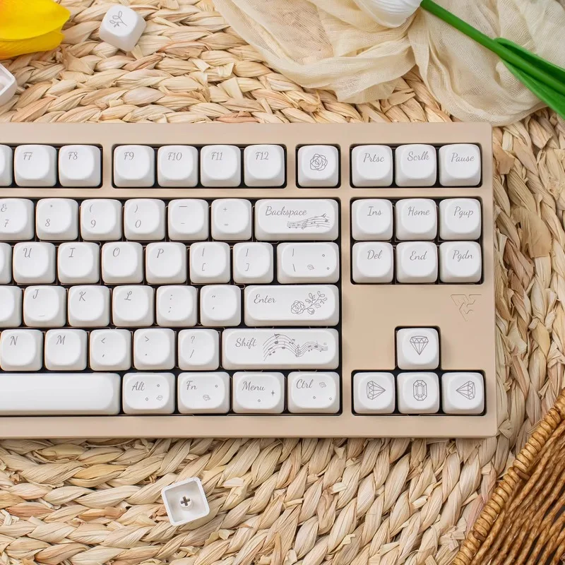 Teclas con tema Rose Symphony, teclas originales de perfil pbt MOA para teclado mecánico, tapa de tecla personalizada con personalidad blanca - imagen 3