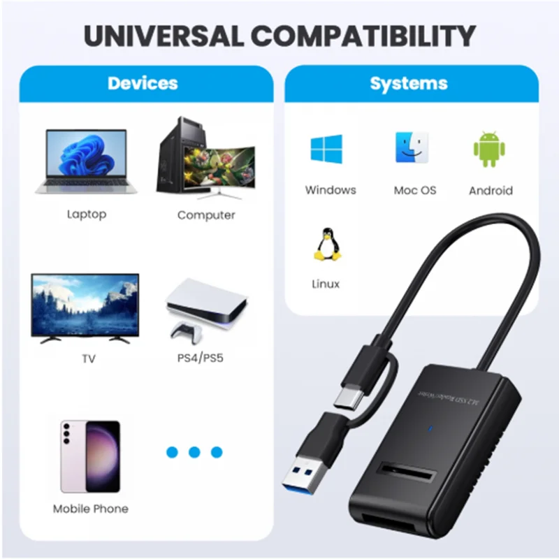 USB 3,0 USB-C tipo C tipo A a NVME M-key M.2 NGFF SATA SSD acoplamiento Cable externo Horizontal gabinete RTL9210B Chipset - imagen 4