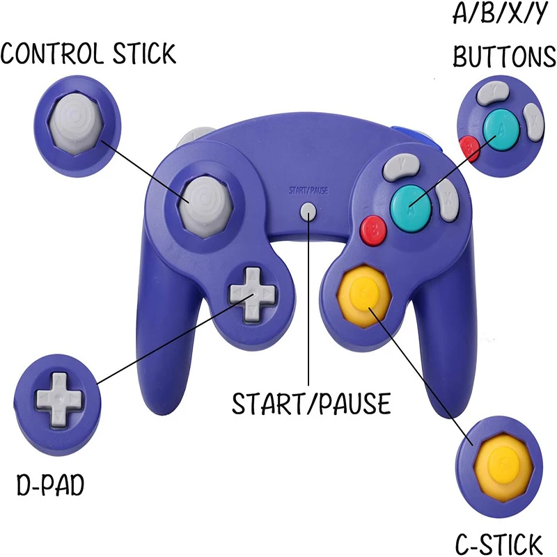 Controlador Joypad para juegos por cable clásico portátil con función de vibración Compatible con Wii NGC Gamecube Game Cube - imagen 3