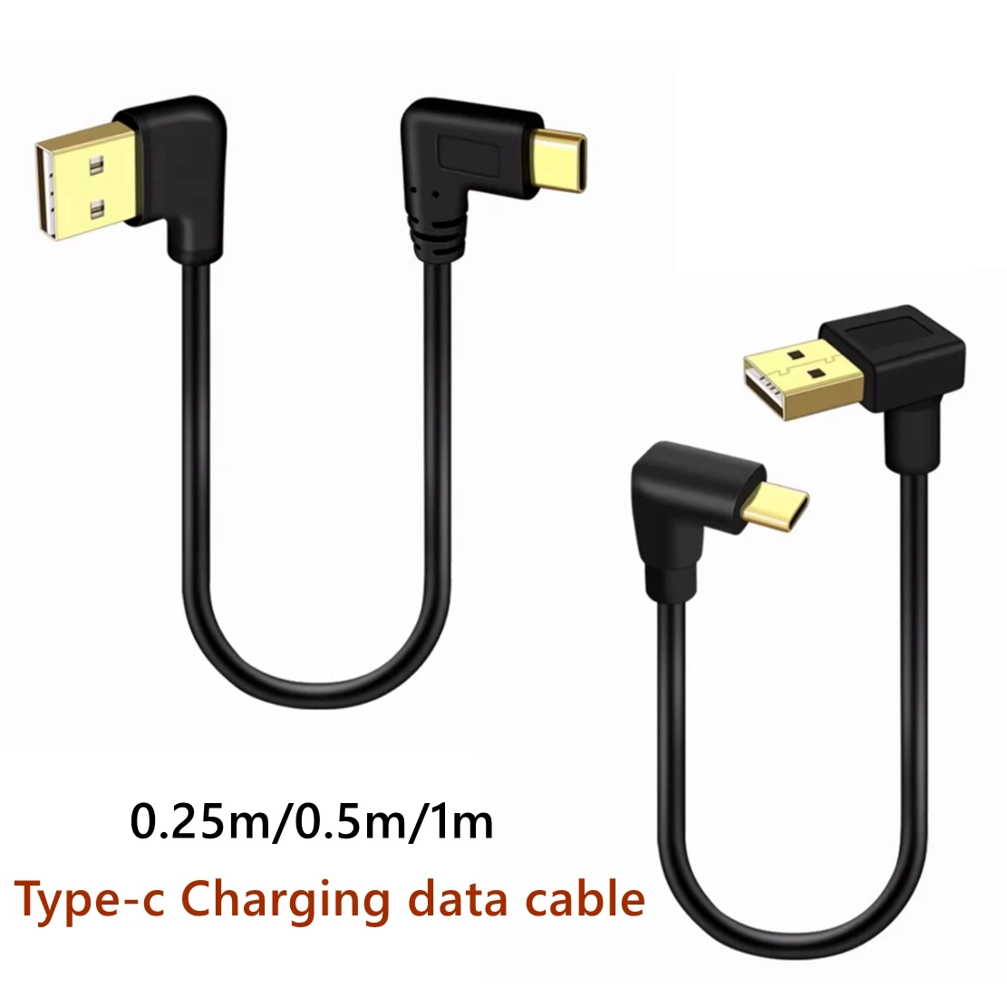 1M 0,5 M 0,25 M USB-C tipo C a USB 2,0 90 grados izquierda arriba abajo ángulo recto cable de datos de carga rápida para tableta y teléfono móvil