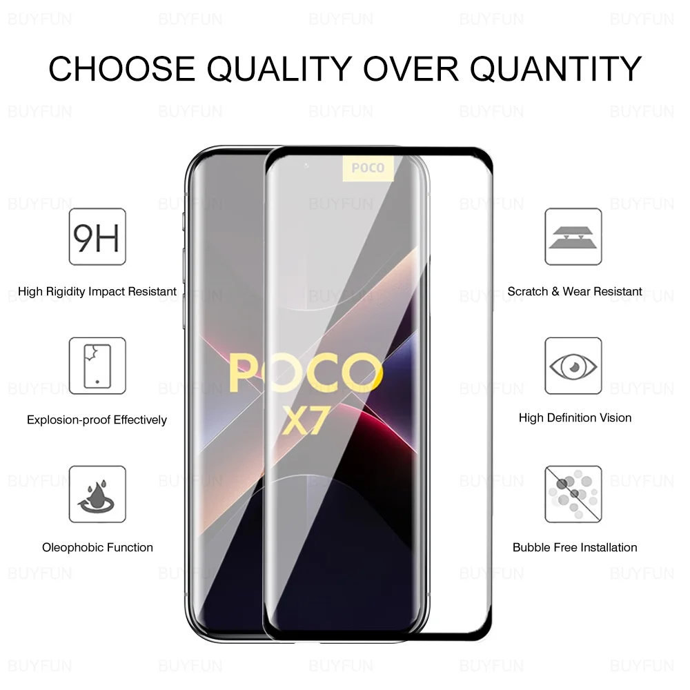 3-1 Uds PoccoX7 vidrio templado curvo para Xiaomi Poco X7 5G Protector de pantalla Poxo X 7 Poko Little x7 cubierta de cristal frontal Original - imagen 2