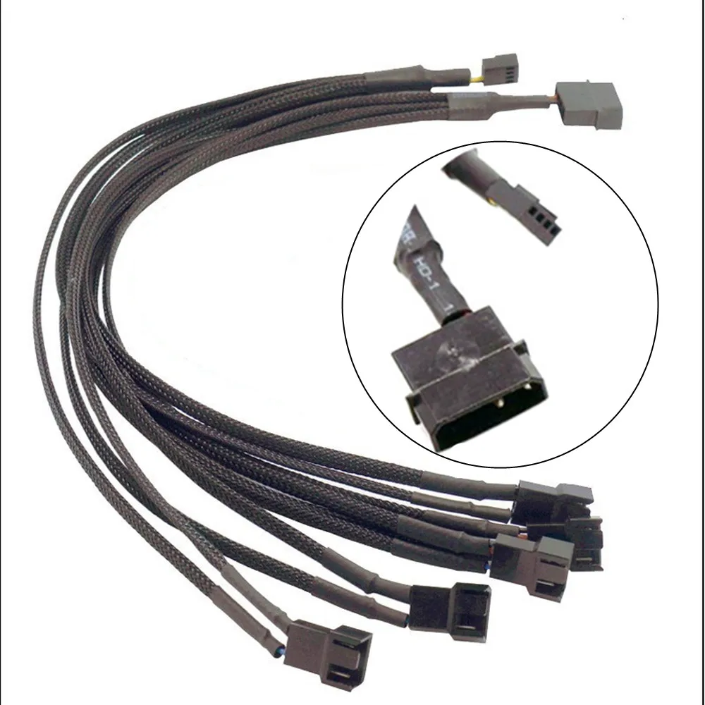 Cable divisor de potencia de extensión de ventilador PWM, conector Molex de 4 pines/SATA a 3, 4, 5, 6, divisor de ventilador de 4 pines, cabezal PWM de placa base 4 - imagen 2