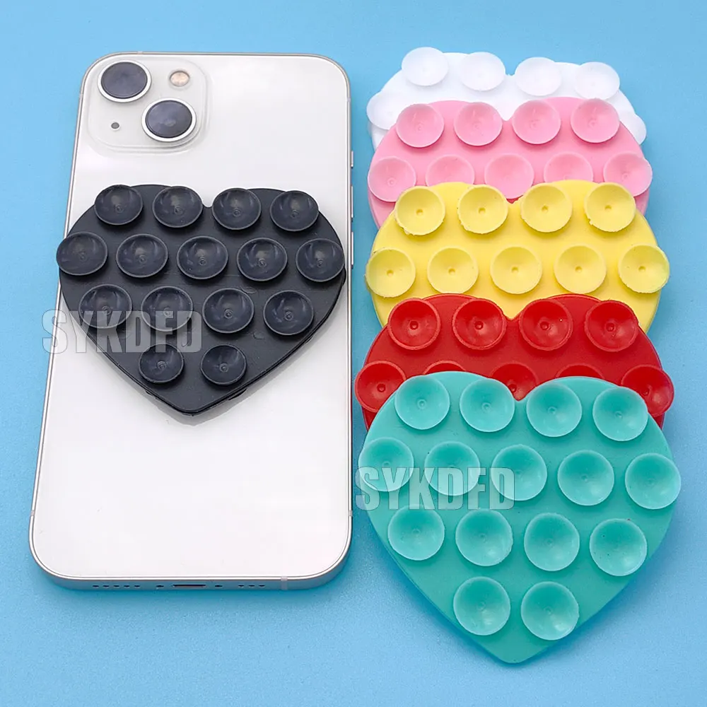 Soporte de ventosa en forma de corazón, ventosa de silicona de fuerte adsorción, almohadilla fija para teléfono móvil, soporte de ventosa lavable manos libres, 1 Uds. - imagen 3