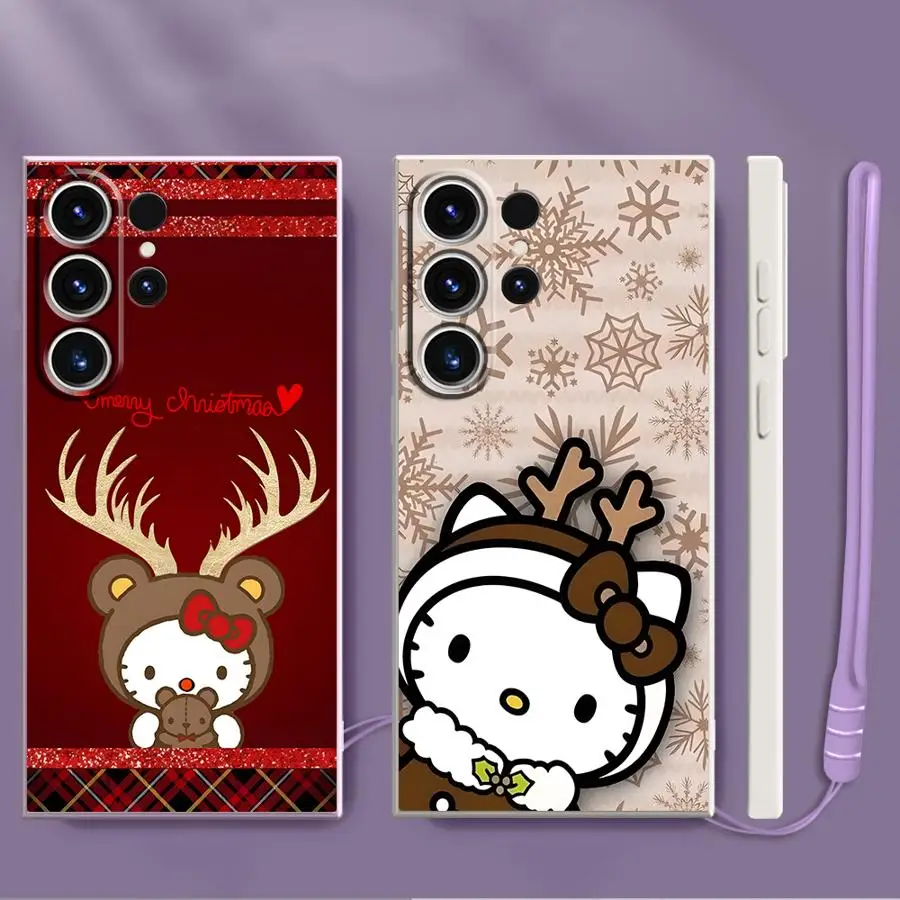 Funda de teléfono para Samsung Galaxy S22 Ultra S21 Plus S24 FE S20 Note 20 10 Ultra S23 S25 Edge, funda suave con bonito personaje navideño