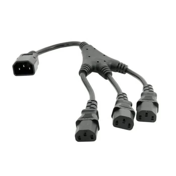 Cable de extensión de alimentación divisor tipo Y hembra IEC C14 macho a 3 tres IEC C13 20cm - imagen 4