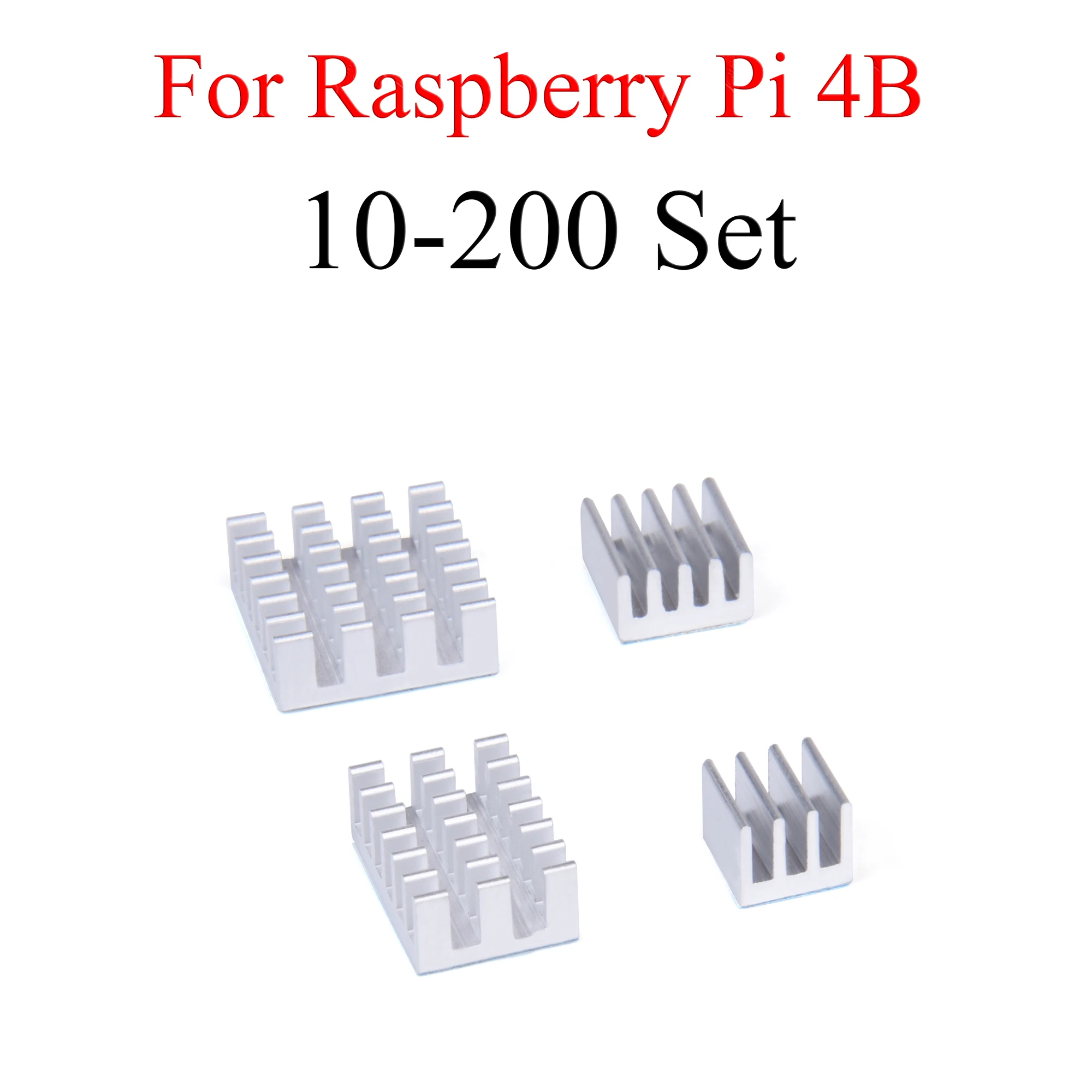 Juego de 10-200 disipador de calor de aluminio, disipador de calor enfriador, Kit de 4 Uds de radiador para Raspberry Pi 4 Modelo B plateado