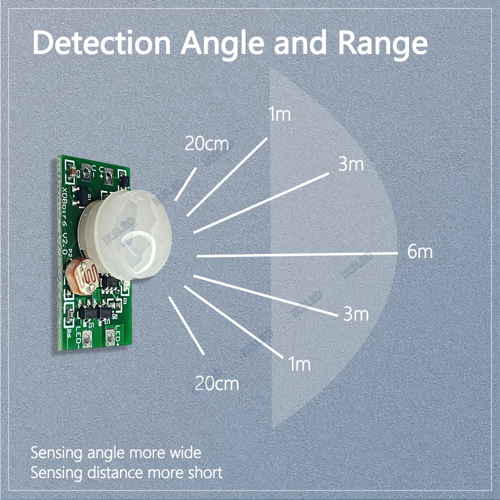 Interruptor de Sensor de movimiento con Control de luz PIR, 3,7 V, 5V, 12V, 24V, interruptor de encendido y apagado, Detector de Sensor, interruptor inteligente solo funciona por la noche - imagen 4