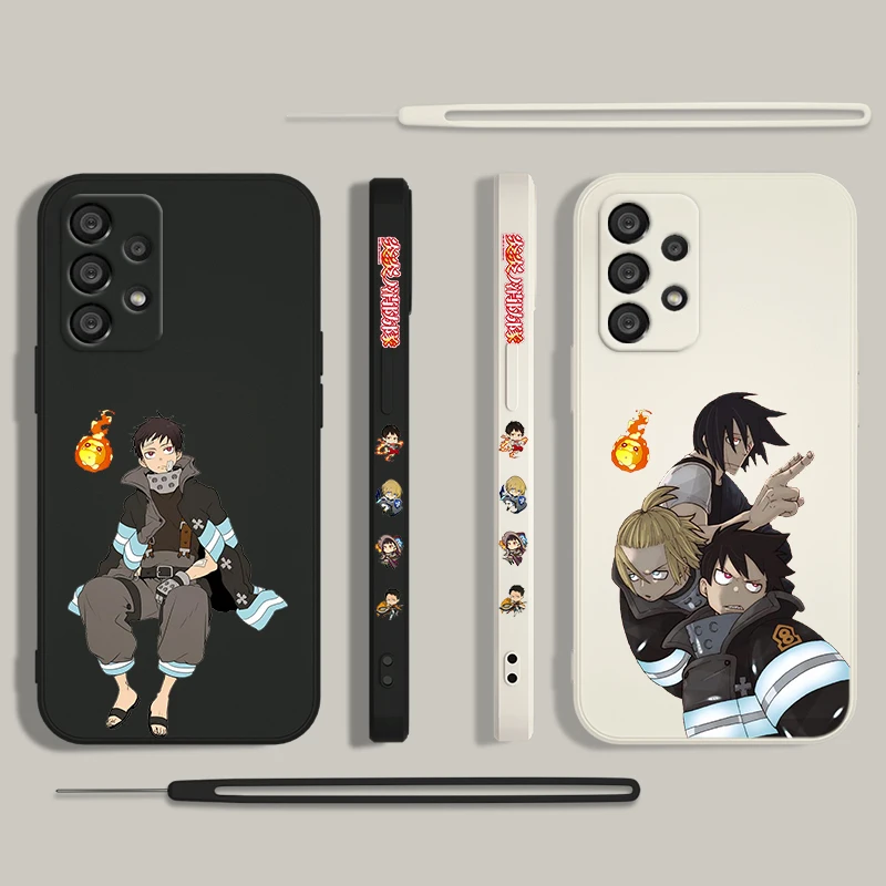 Funda de teléfono Anime Fire Force para Samsung, A55, A53, A33, A52, A32, A71, A51, A21S, A35, A25, 5G, cuerda líquida izquierda - imagen 2