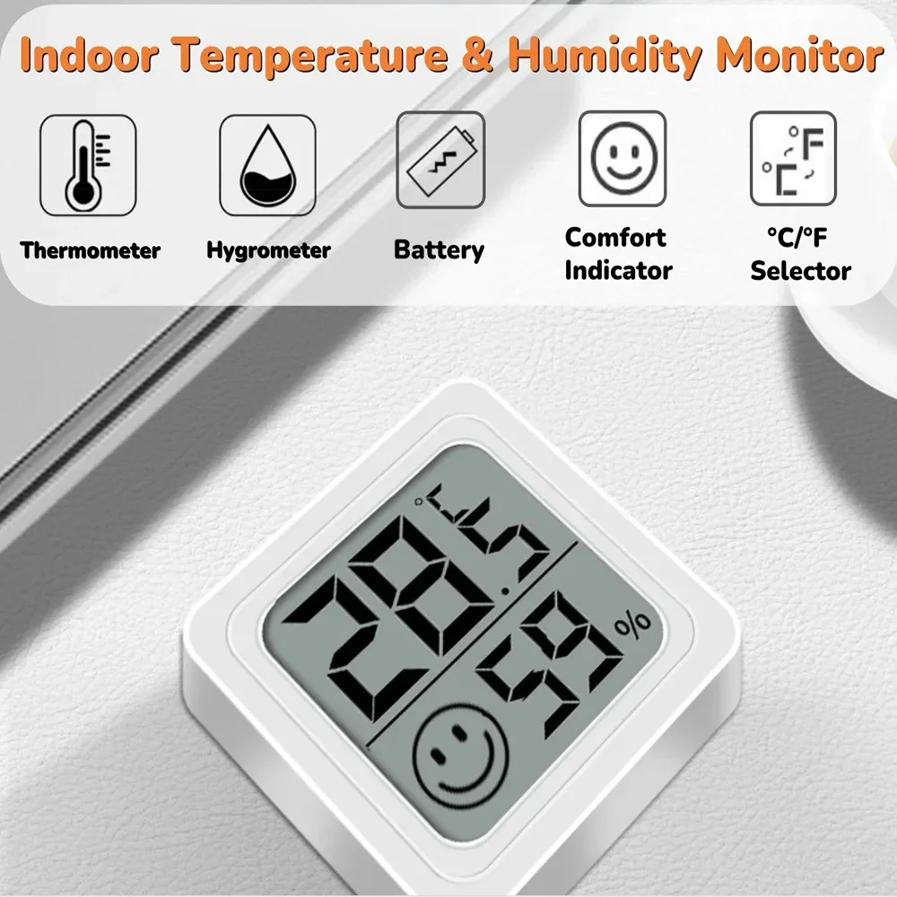 2025 Mini LCD Digital termómetro higrómetro interior habitación hogar higrómetro temperatura humedad medidor Sensor estación meteorológica - imagen 4