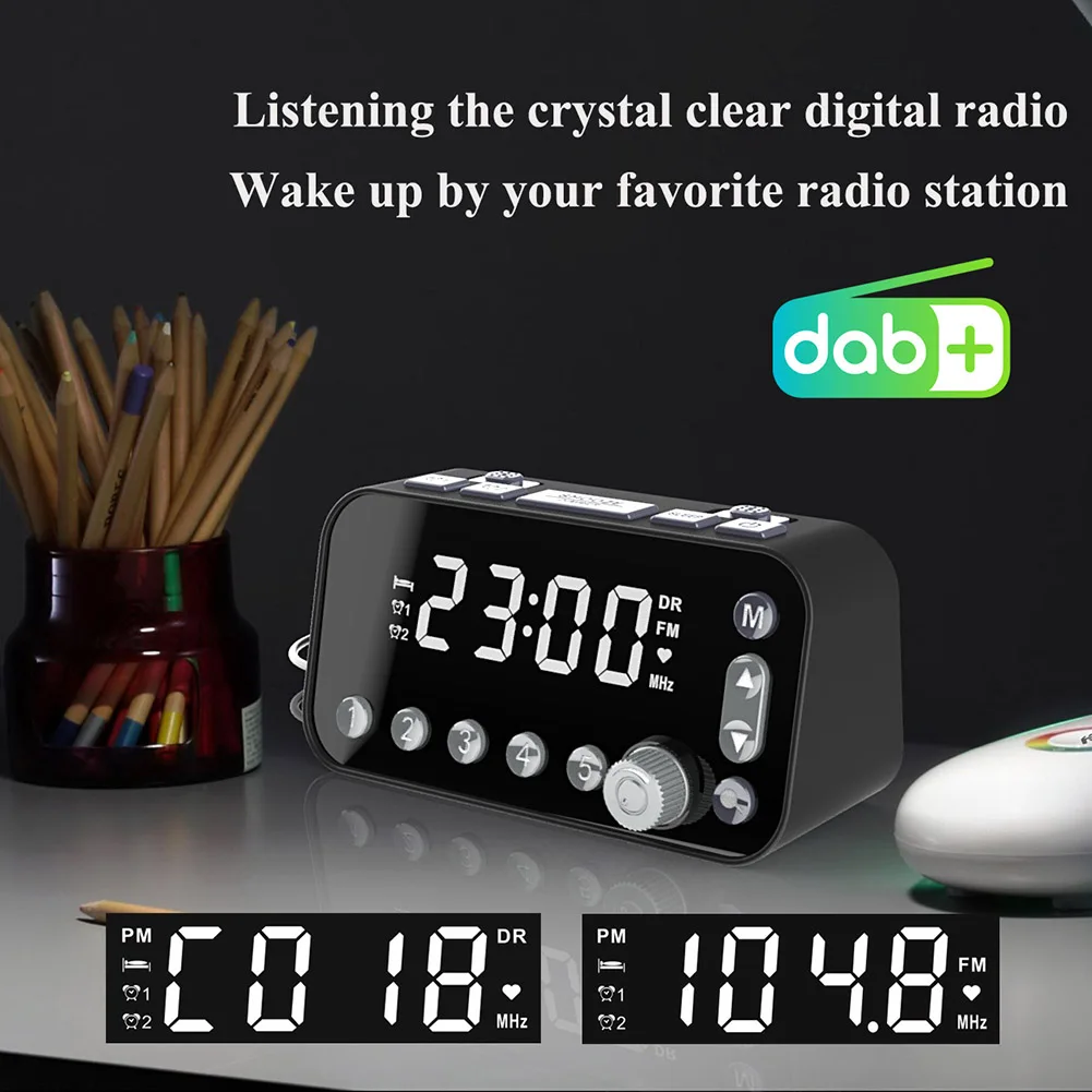 A1 DAB Radio FM pantalla LED retroiluminación ajustable alarma volumen despertador reloj - imagen 5