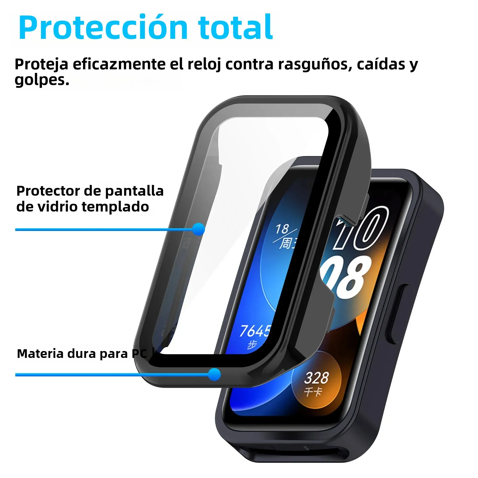 Vidrio + funda para Huawei Band 10 9 8 Protector de pantalla de vidrio templado y parachoques protector de PC duro para accesorios Huawei Band10/9/8 - imagen 3