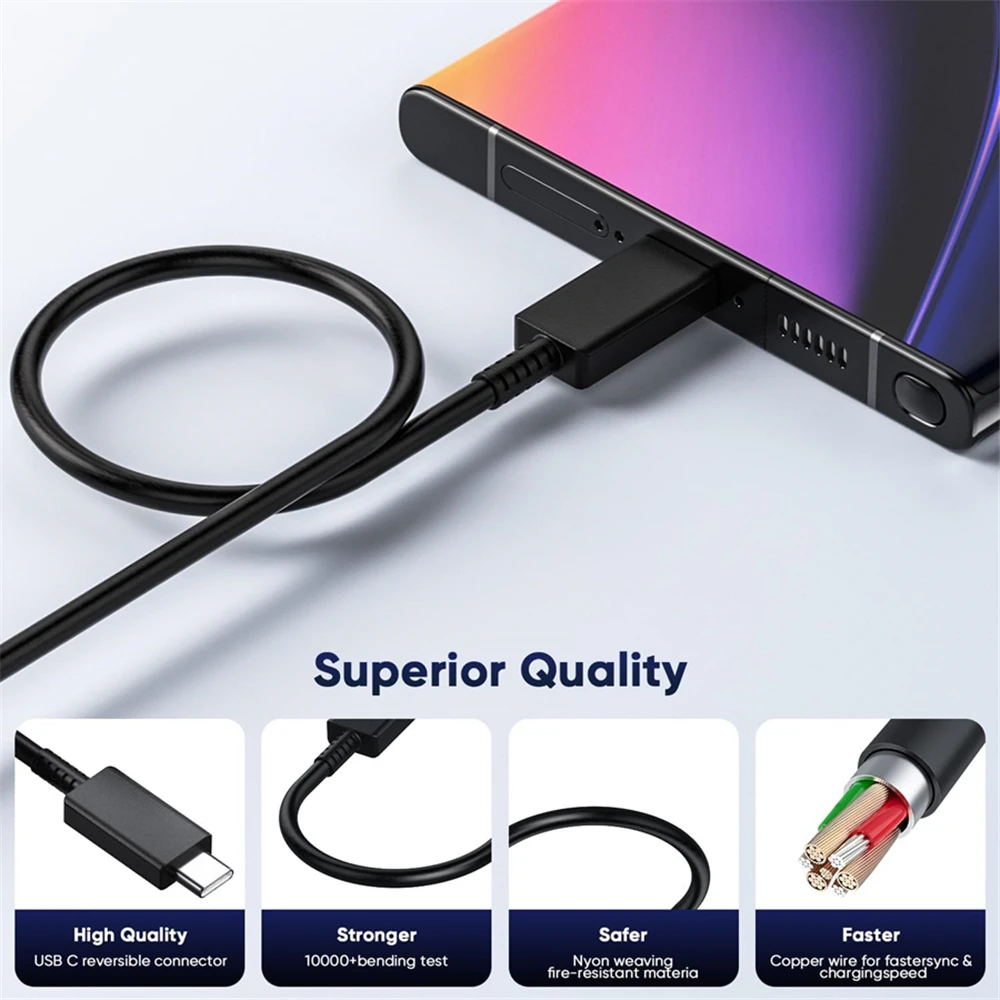 Cable de carga súper rápida USB C Dual 5A PD 45W para Samsung S21 S22 S23 S24 Plus Note20 Ultra A53 A54 A55 Cable de datos de carga rápida - imagen 5