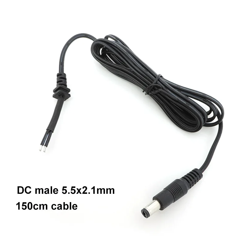 Adaptador de corriente 20AWG, cable de alimentación, enchufe macho CC de 2 pines 5521 para cámara de televisión de circuito cerrado, cargador de ordenador portátil, línea trasera - imagen 3
