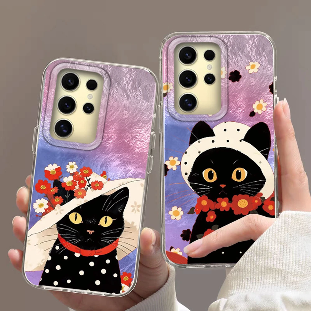 Para Samsung Galaxy S25 Edge S24 S23 S22 S21 S20 FE Plus Ultra 5G lujo gato dibujos animados parachoques trasero protección a prueba de golpes funda de teléfono - imagen 2