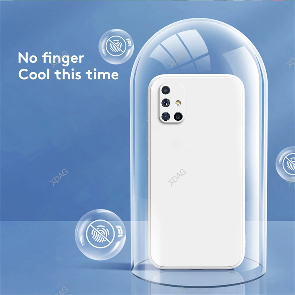 Funda de teléfono de silicona líquida para Samsung Galaxy M51 6,7 "SM-M515F SM-M515F/DSN Simple Color sólido básico suave cubierta de parachoques Original - imagen 3