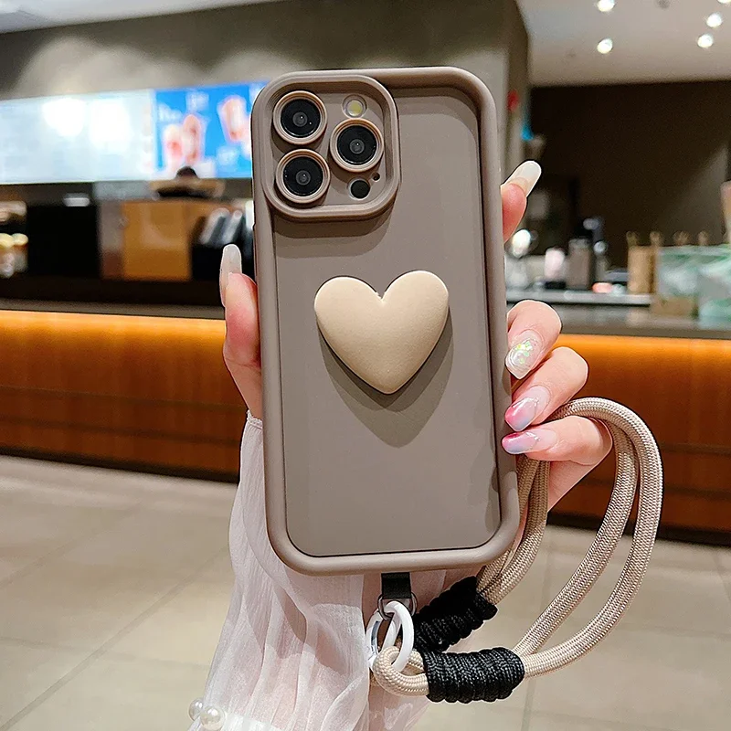 Funda de teléfono con cuerda y cordón suave mate con corazón de amor 3D para Xiaomi Mi 14 13 12 11 Lite 14T 13T 12T Pro Poco X6 X5 F5 X3 M6 Pro 4G - imagen 4