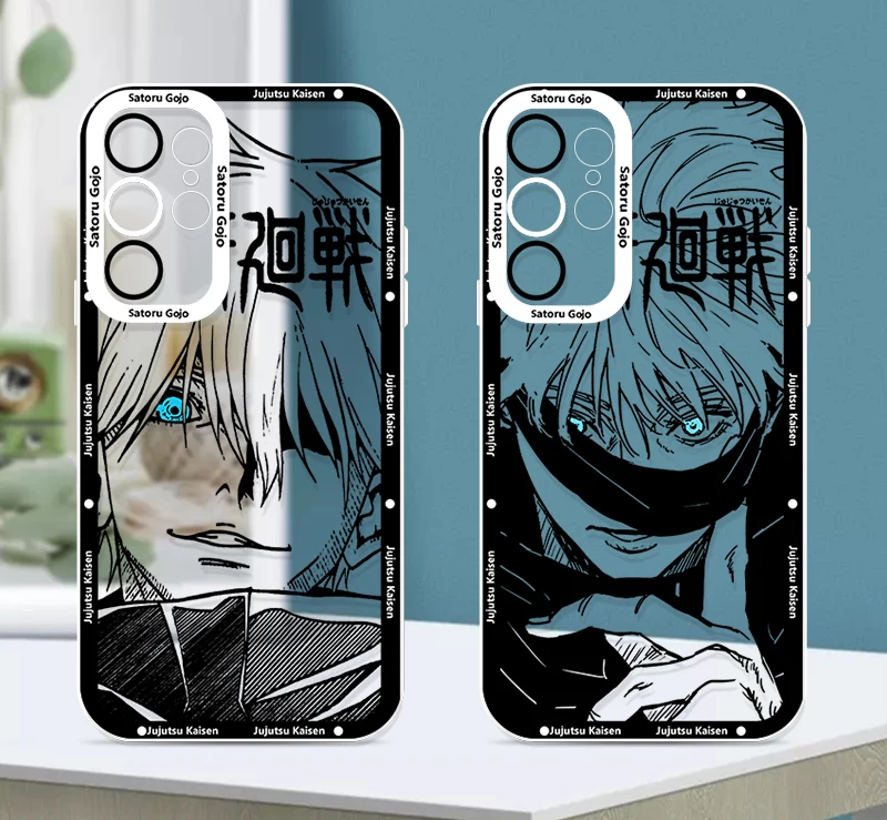 Jujutsu Kaisen Gojo Anime para Samsung Galaxy S24 S23 S22 S21 S20 Plus FE Ultra A52 A53 A54 Angel Eyes funda transparente para teléfono - imagen 2