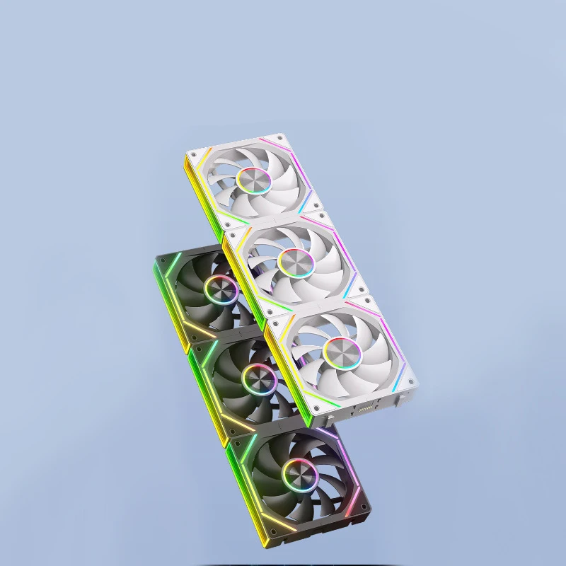 Ventilador de refrigeración de escritorio K4, 3 uds., 12CM, enlace inalámbrico, caja de sincronización ARGB, paquete Triple, refrigeración por aire/agua controlada por temperatura - imagen 4