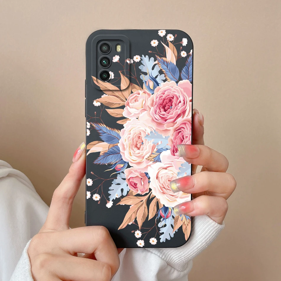 Funda para Xiaomi Poco M3 Pro Floral suave silicona líquida protección de cámara Anti Choc contraportada para Poco M 3 Pro M3Pro Coque Capa - imagen 5