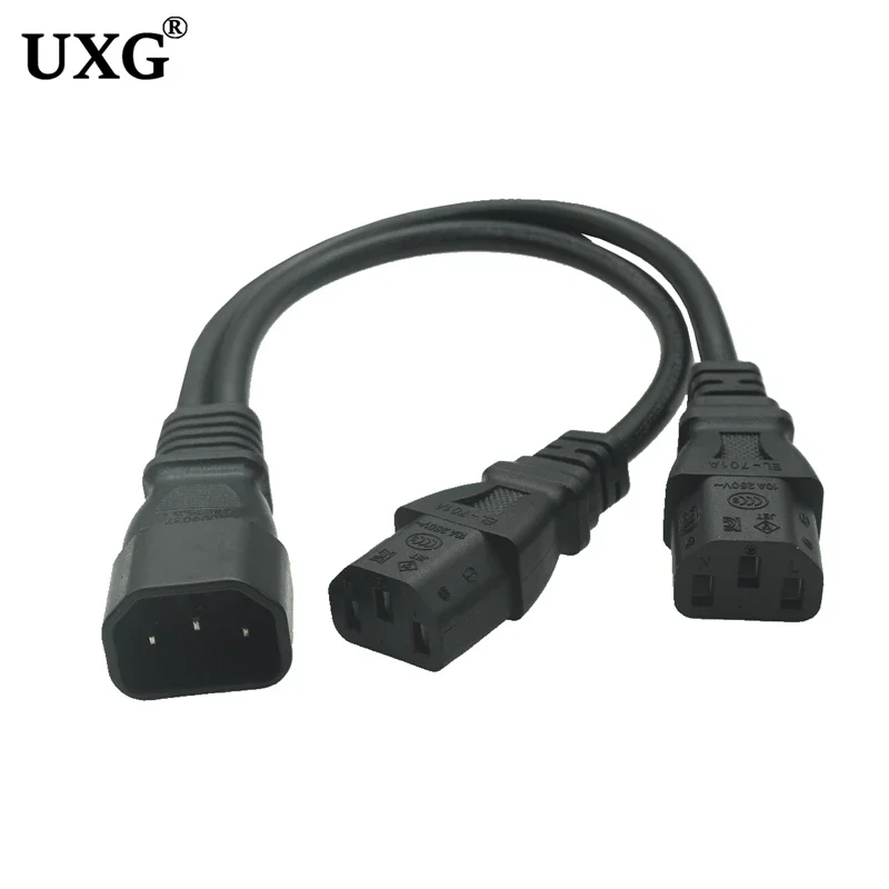 IEC320 C14 C8 a 2X C7 C5 C13 Y Cable de alimentación de CA dividido, figura IEC 8 macho a 2 hembra 1 en 2 salidas Cable de alimentación de CA 30 cm negro - imagen 3