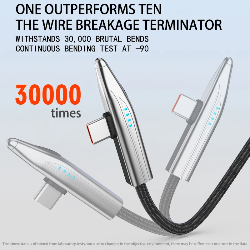 NNBILI 240W Bullet Train Cable USB C de carga rápida codo de 90 grados cargador tipo C para iPhone 16 15 Pro MacBook Max iPad Samsung - imagen 5