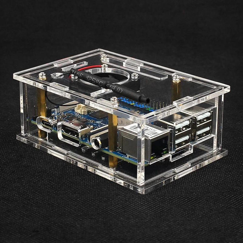 Caja acrílica para Orange Pi 4A, carcasa transparente, soporte, ventilador de refrigeración, disipadores de calor opcionales para OPI 4A (sin placa base) - imagen 2