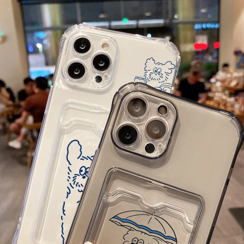 Para iPhone 16 Pro Max funda INS Corea línea de paraguas perro tarjeta funda para iPhone 15 14 13 12 11 XS X XR 7 8 Plus SE 3 2022 - imagen 4