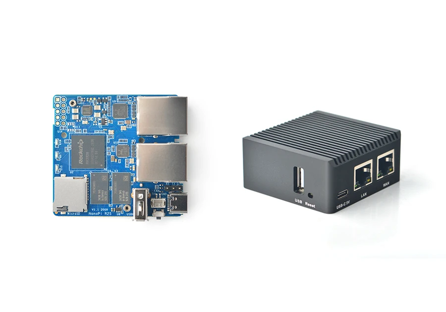 Friendly NanoPi R2S Oficial carcasa metálica sistema OpenWrt RK3328 mini enrutador puerto gigabit dual 1GB de memoria grande - imagen 3