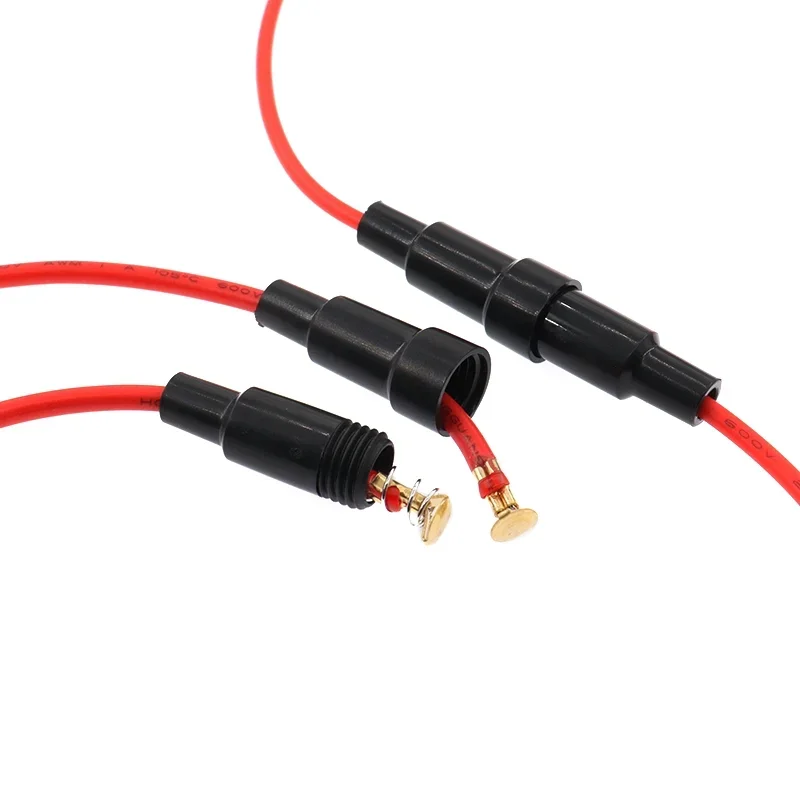 Cajas de fusibles automáticos de vidrio en línea, 5 piezas, 5x20mm, 6x30mm, 250V, 125V, 12V, soporte de tornillos, caja de tubo, soporte de soplado, línea de alambre - imagen 3