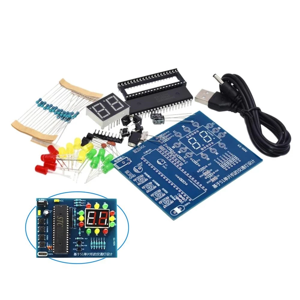 Controlador de semáforo, Kit electrónico DIY, concurso de entrenamiento de habilidades electromecánicas, Chip STC89C52, microordenador, laboratorio para estudiantes